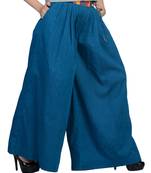 Women's Designer Blue Palazzo With Multi Colored Waist