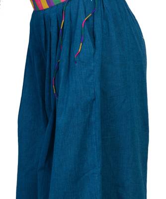 Women's Designer Blue Palazzo With Multi Colored Waist 4