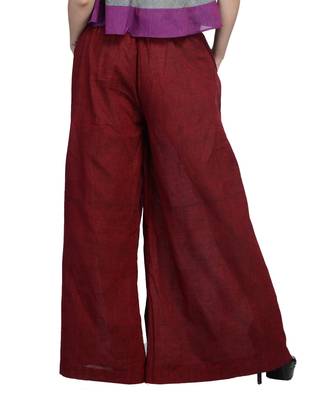 Women's Designer Maroon Palazzo With Multi Colored Waist 2