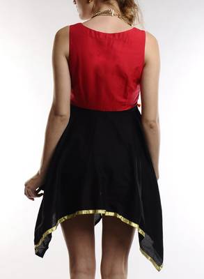 Women's Designer Red And Black Top With A-Symmetric Hem 2