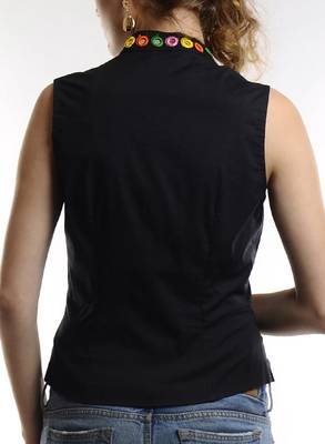 Women's Designer Black Lycra Top With Mirror Work On The Collar 2