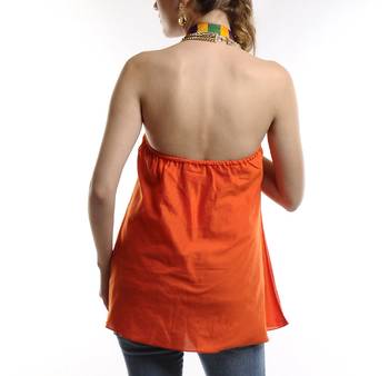 Women's Designer Multy Color Halter Strap Top With Orange Body 2