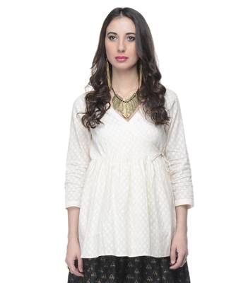 Women's Designer Cotton Angrakha Top In Cotton Jacquard 1