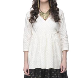 Women's Designer Cotton Angrakha Top In Cotton Jacquard 4