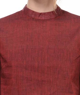 Women's Designer Maroon Top With White Stripes 4