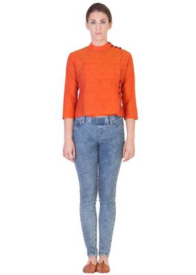 Women's Designer Orange Mangalgiri Top 1