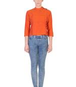 Women's Designer Orange Mangalgiri Top