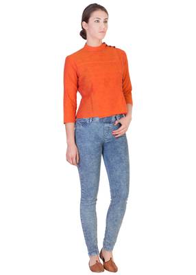 Women's Designer Orange Mangalgiri Top 3