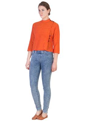 Women's Designer Orange Mangalgiri Top 4