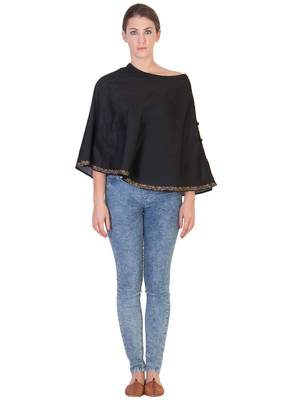 Women's Designer Black Block Printed  Cape 1