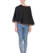 Women's Designer Black Block Printed  Cape