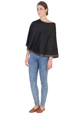 Women's Designer Black Block Printed  Cape 4