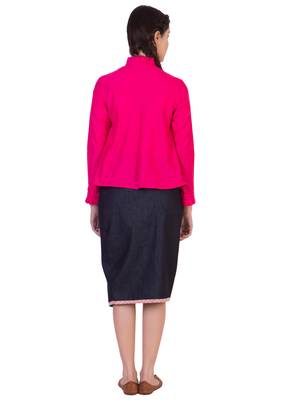 Women's Designer Pink Aline Top With Pleats On The Collar And Cuff 2