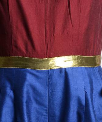Women's Designer Maroon And Blue Jumper With Gold Belt 4