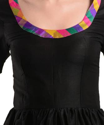 Women's Designer Black Top With Multi Colored Details 4