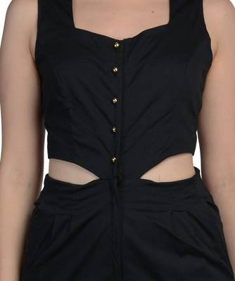 Women's Designer Black Lycra Jumpsuit With Cuts On The Midriff 3