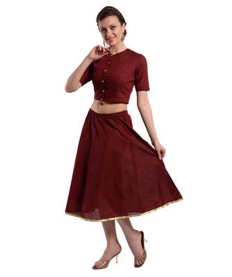 Women's Designer Crop Top With Bias Cut Full Circular Skirt 3