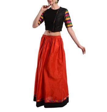 Women's Designer Crop Top With Gathered Skirt 3