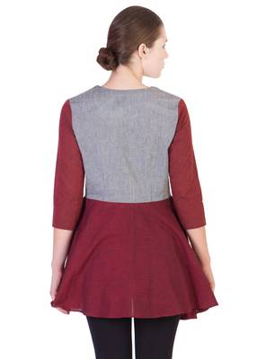 Women's Designer Grey And Maroon Top With Asymmetrical Hem 3