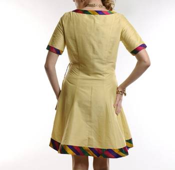 Women's Designer Beige Wrap With Multi Collar Detailing Dress 2