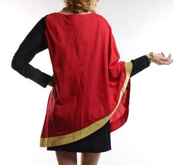 Women's Designer Hot Pink Chanderi With Black Fitted Dress 2