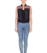 Women's Designer Denim Jacket With Multi Colored Detials