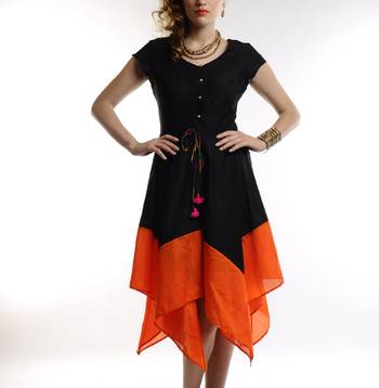 Women's Designer Black Dress With A-Symmetric Hem 1