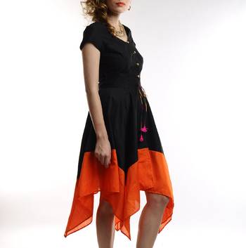 Women's Designer Black Dress With A-Symmetric Hem 3