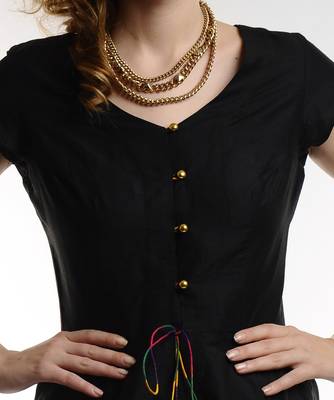 Women's Designer Black Dress With A-Symmetric Hem 4