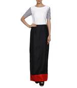 Women's Designer Black And White Maxi With Red Details