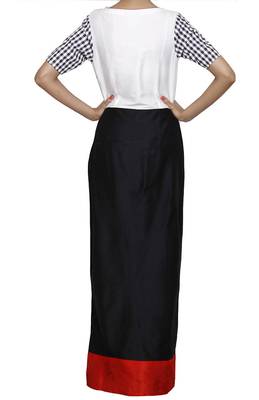 Women's Designer Black And White Maxi With Red Details 2