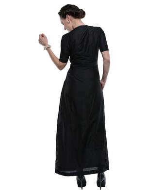 Women's Designer Boho Chic Black Maxi With Mirror Work 2