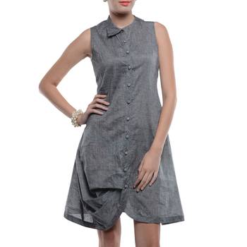 Women's Designer Grey Mangalgiri Shirt Dress 1