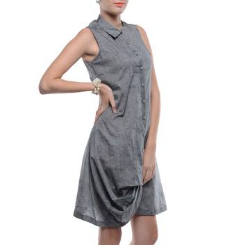 Women's Designer Grey Mangalgiri Shirt Dress 3