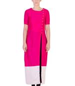 Women's Designer Pink Solid Tunic With With Assymetrical Buttoning