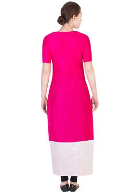 Women's Designer Pink Solid Tunic With With Assymetrical Buttoning 2