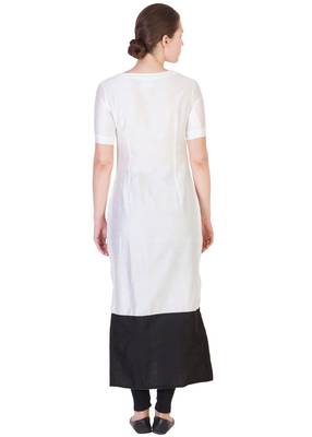 Women's Designer White Solid Tunic With With Assymetrical Buttoning 2