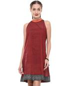 Women's Designer Maroon Mangalgiri Dress With Printed Border