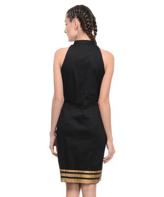 Women's Designer Black Lycra Dress With Printed Hem 2