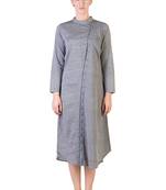 Women's Designer Grey Tunic With Assymetrical Buttoning