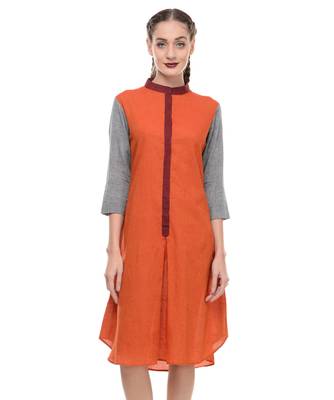 Women's Designer Orange Mangalgiri Dress 1