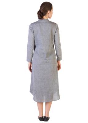 Women's Designer Grey Tunic With Assymetrical Buttoning 2
