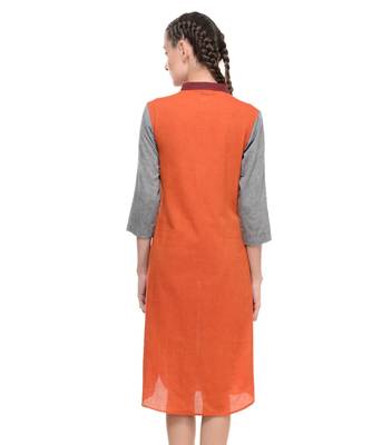 Women's Designer Orange Mangalgiri Dress 2