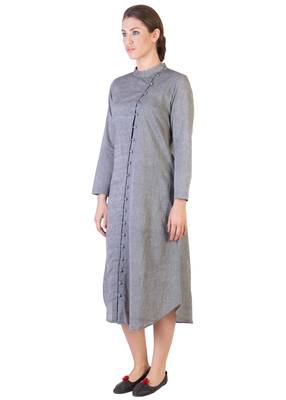 Women's Designer Grey Tunic With Assymetrical Buttoning 4
