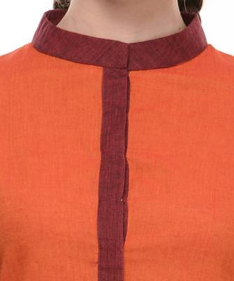 Women's Designer Orange Mangalgiri Dress 4