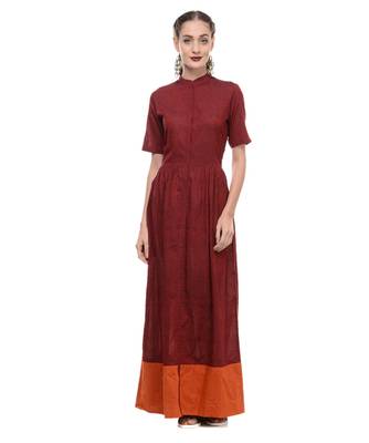 Women's Designer Maroon Mangalgiri Maxi 1