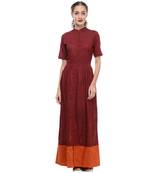 Women's Designer Maroon Mangalgiri Maxi