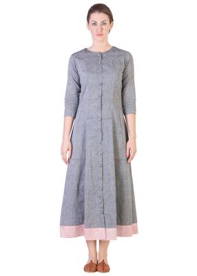 Women's Designer Grey Mangalgiri Pannelled A-Line Tunic 1