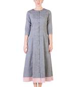 Women's Designer Grey Mangalgiri Pannelled A-Line Tunic