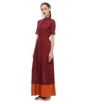 Women's Designer Maroon Mangalgiri Maxi 3